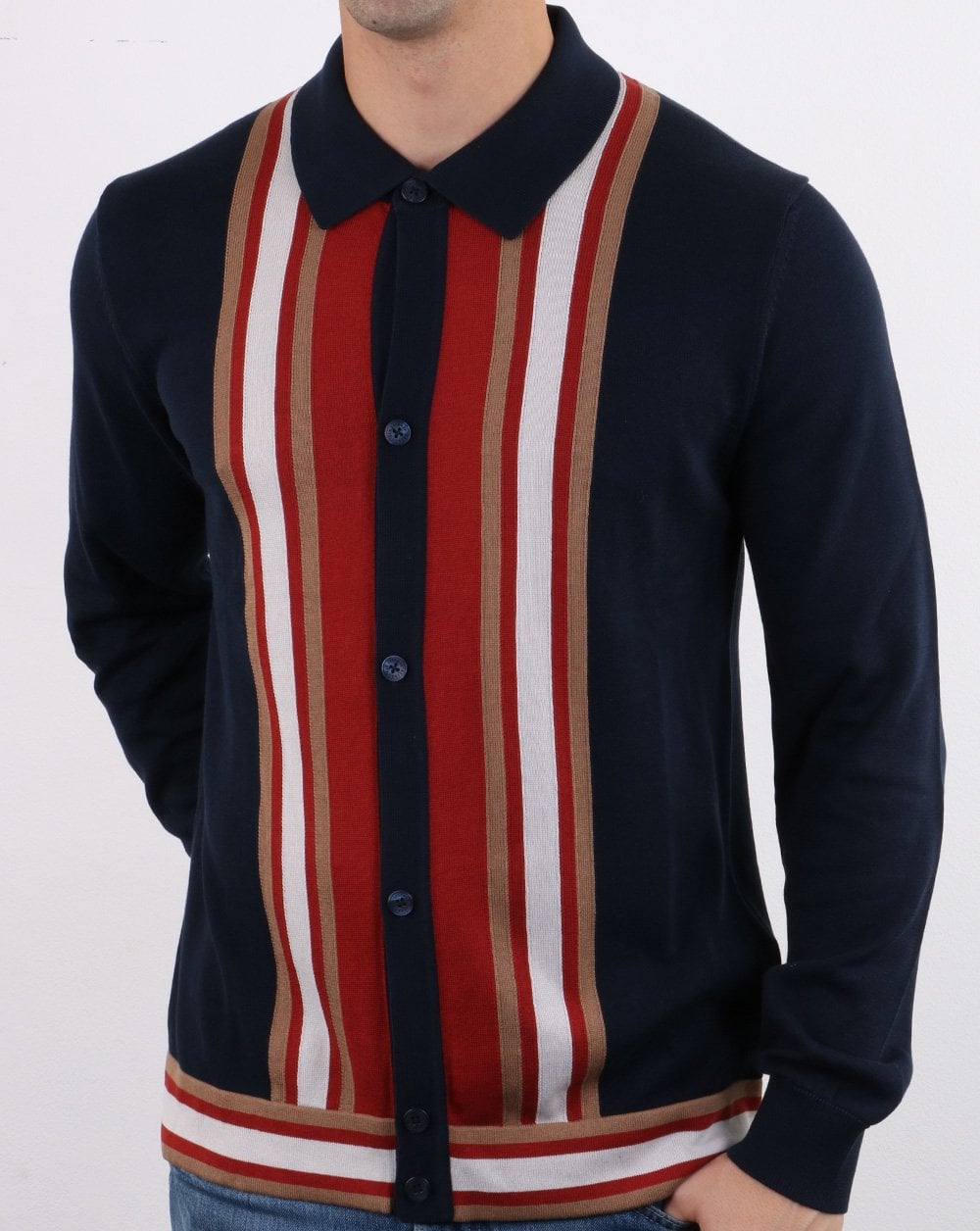 Ben Sherman Long Sleeve Mod Polo Dark Navy