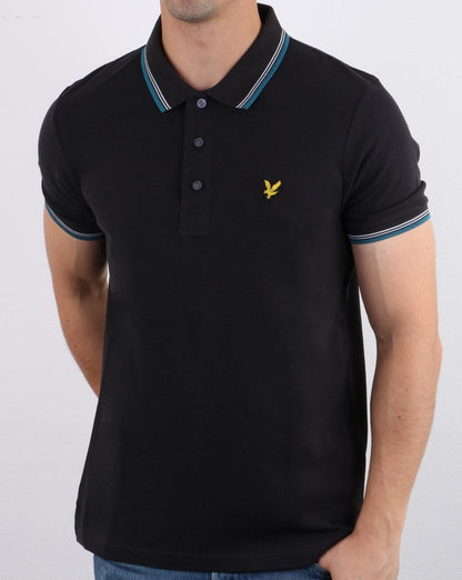 Lyle And Scott Tipped Polo Shirt Black/Petrol