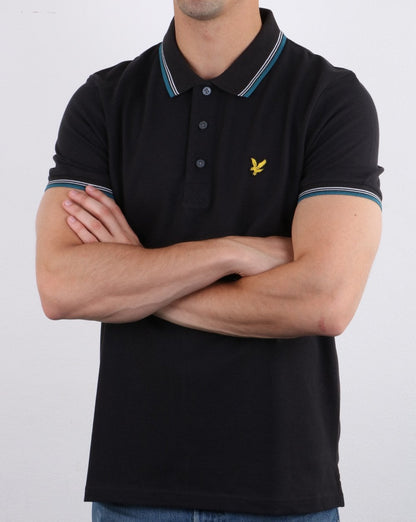 Lyle And Scott Tipped Polo Shirt Black/Petrol