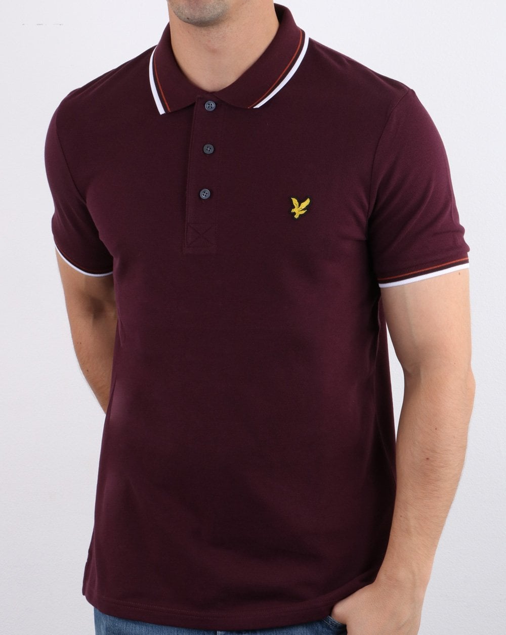 Lyle And Scott Tipped Polo Shirt Burgundy/White
