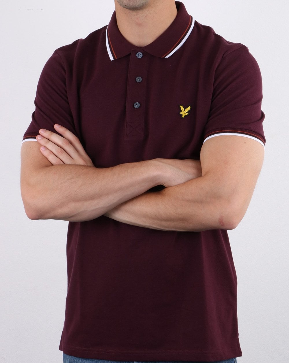 Lyle And Scott Tipped Polo Shirt Burgundy/White