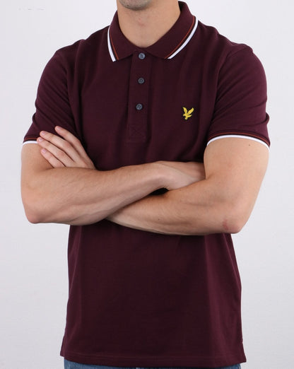 Lyle And Scott Tipped Polo Shirt Burgundy/White