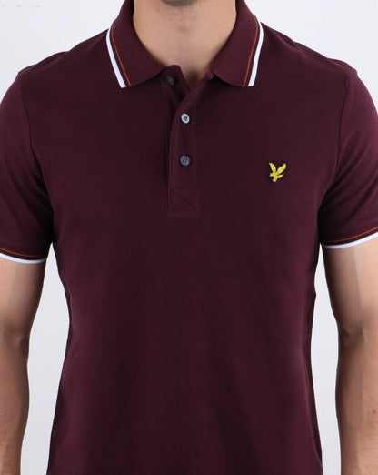 Lyle And Scott Tipped Polo Shirt Burgundy/White