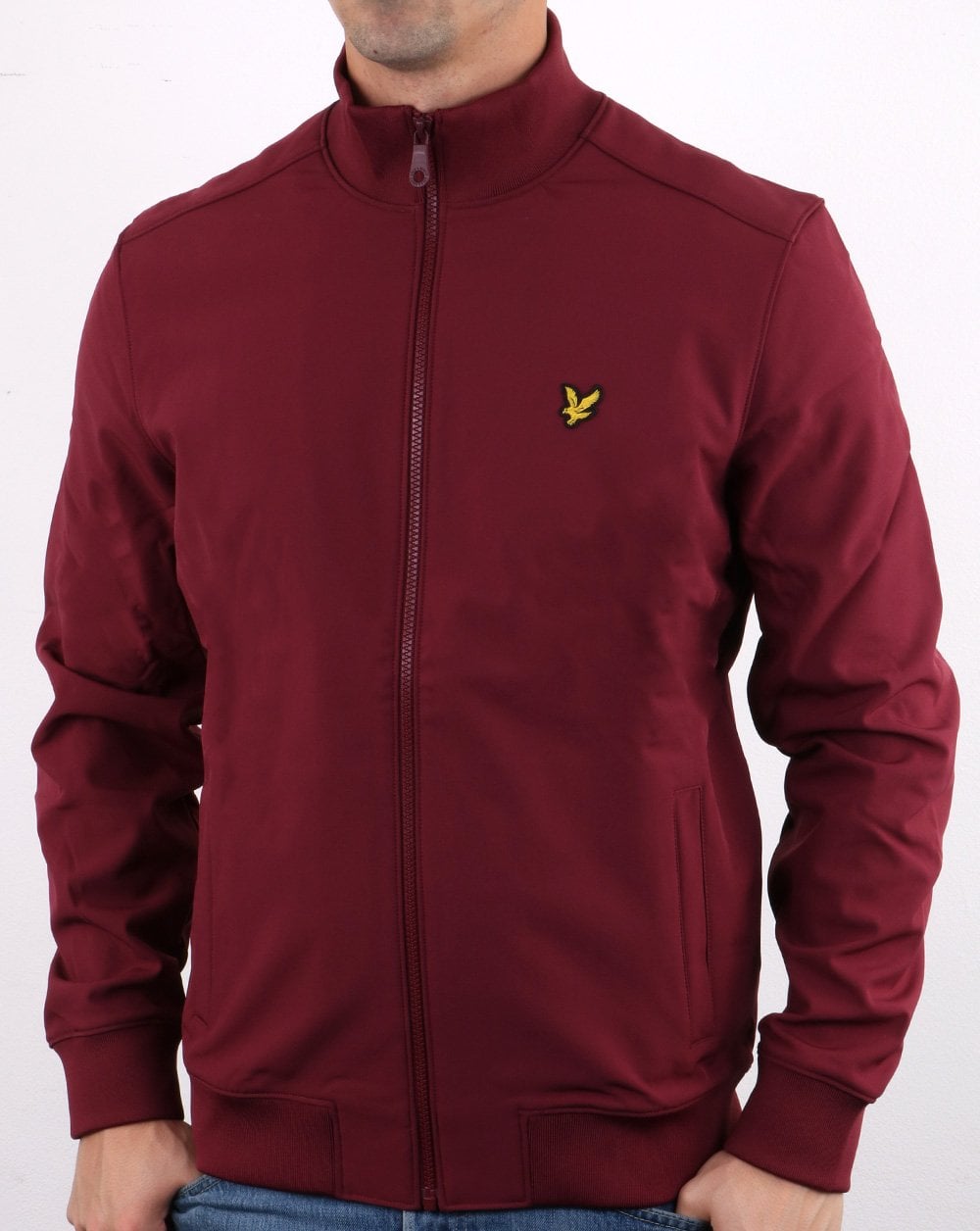 Lyle And Scott Softshell Funnel Neck Zip Through Jacket Burgundy