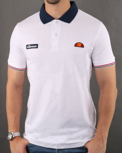 Ellesse Contrast Polo Shirt White-Navy