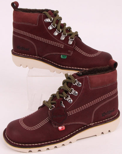 Kickers Kick Hi Winterised Leather Boot Burgundy