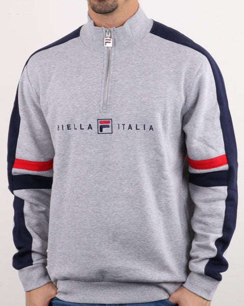 Fila Vintage Romolo 1/4 Zip Sweatshirt Light Grey Marl