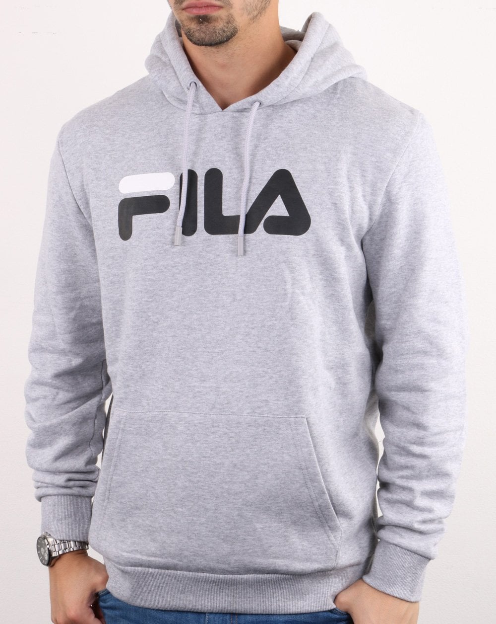 Fila Vintage Fiori Logo Hoodie Light Grey Marl