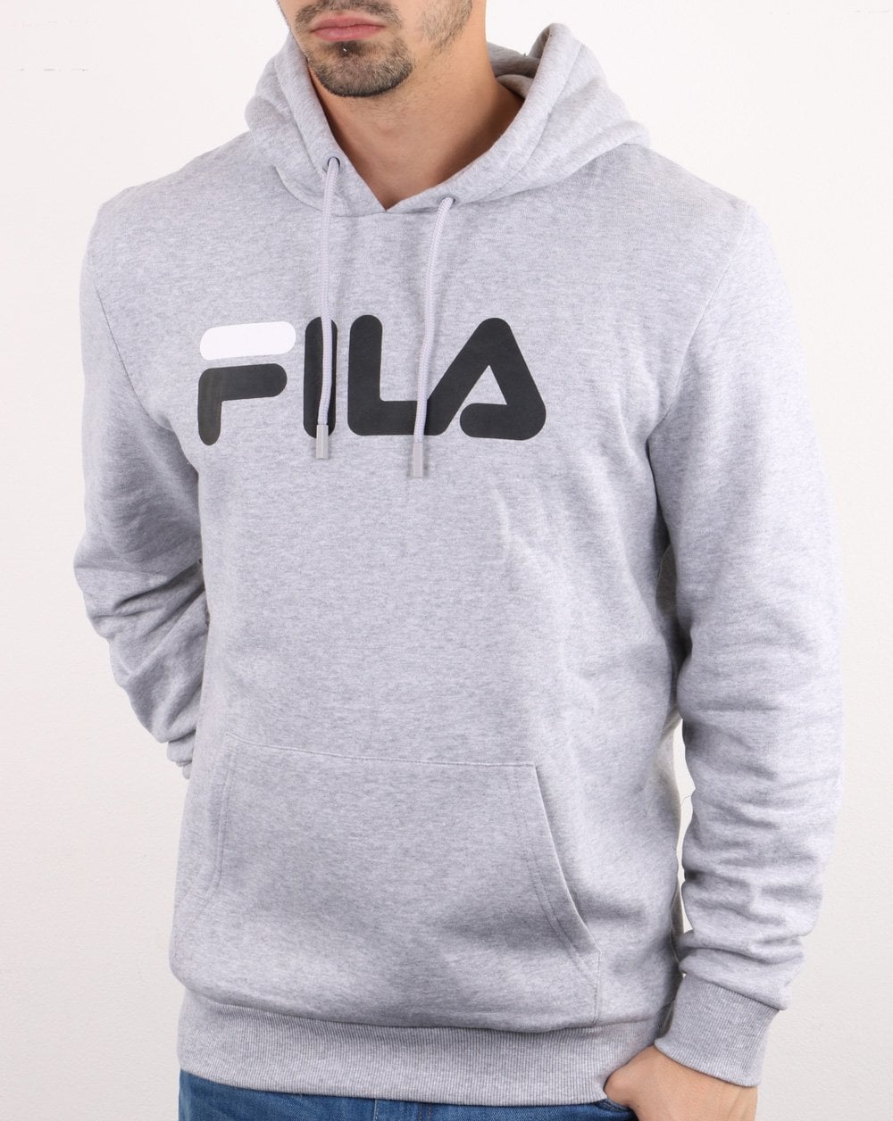 Fila Vintage Fiori Logo Hoodie Light Grey Marl