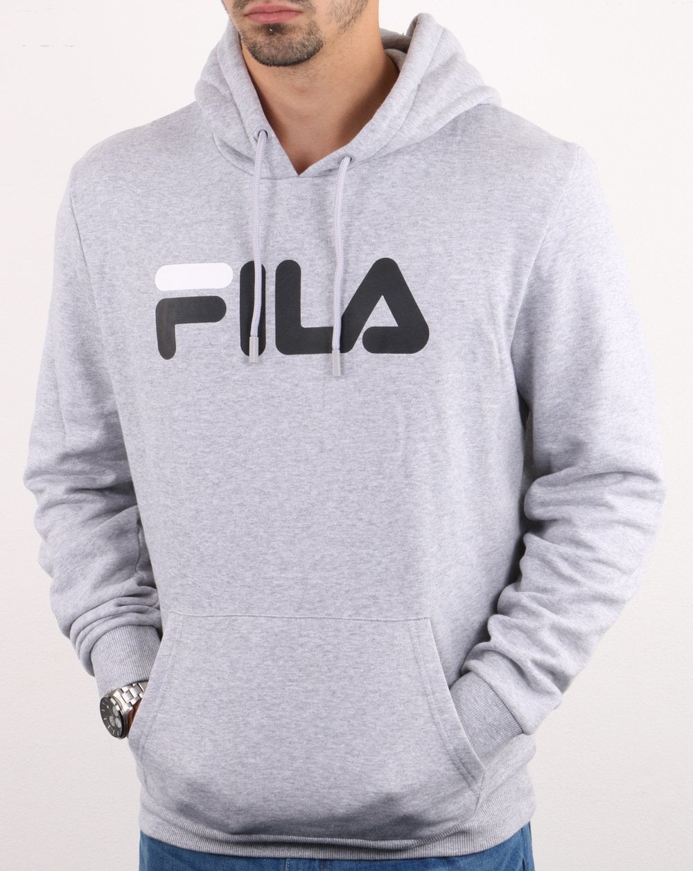 Fila Vintage Fiori Logo Hoodie Light Grey Marl