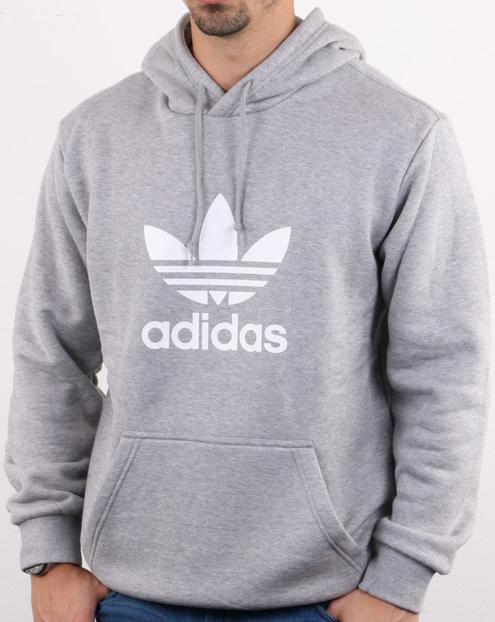 Adidas Originals Trefoil Hoodie Med Grey Heather