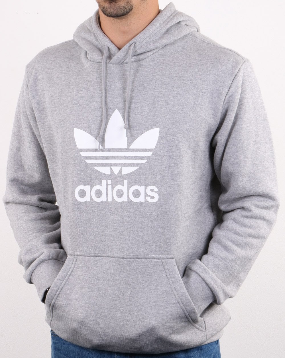 Adidas Originals Trefoil Hoodie Med Grey Heather