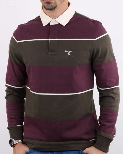 Barbour Lark Stripe Rugby Shirt Maroon / Green