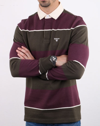 Barbour Lark Stripe Rugby Shirt Maroon / Green
