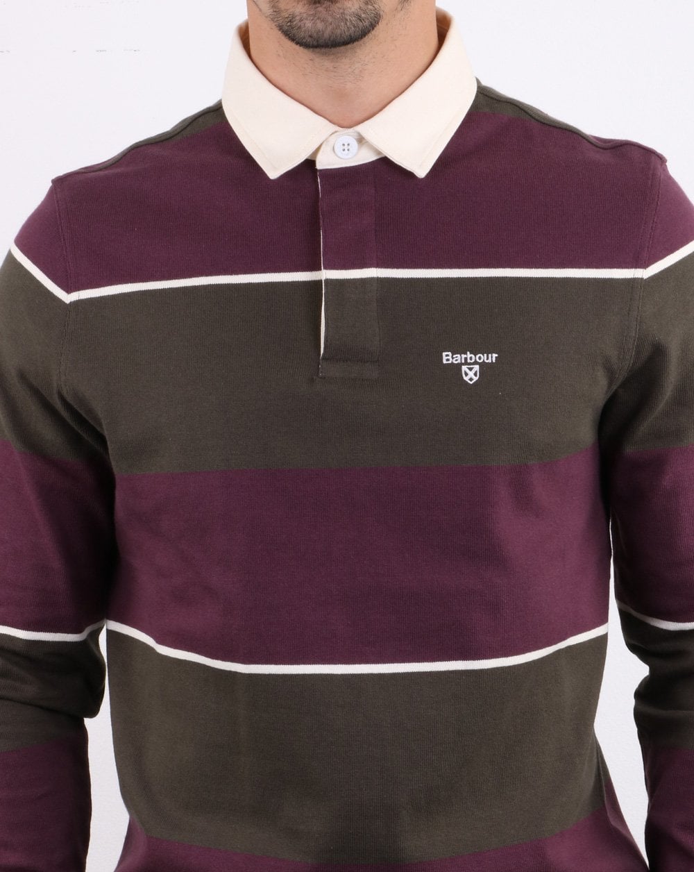 Barbour Lark Stripe Rugby Shirt Maroon / Green