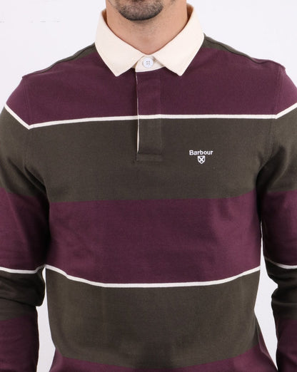 Barbour Lark Stripe Rugby Shirt Maroon / Green