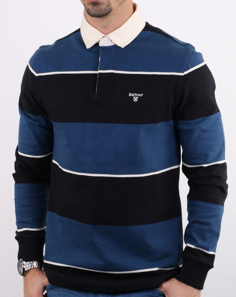 Barbour Lark Stripe Rugby Shirt Navy