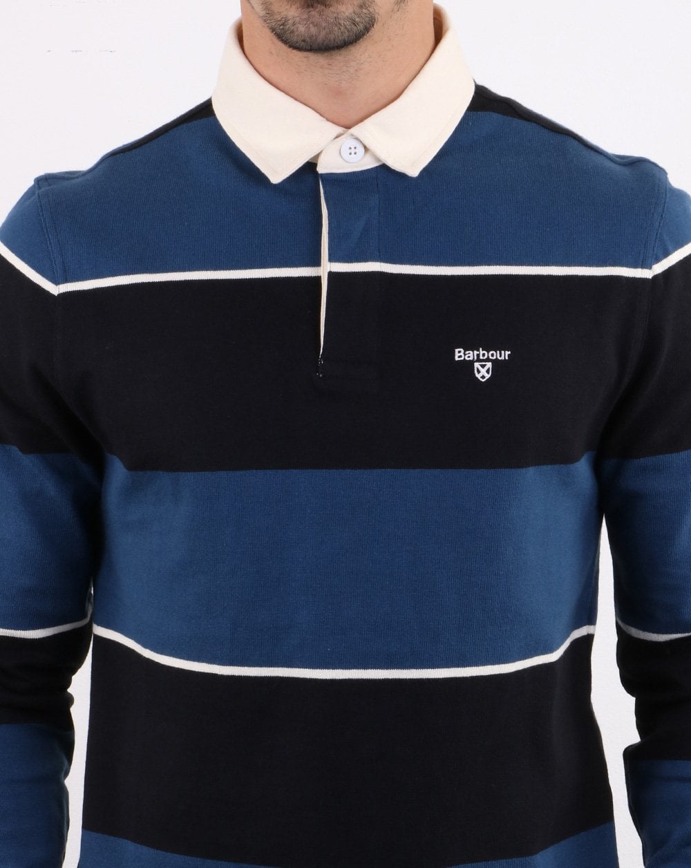 Barbour Lark Stripe Rugby Shirt Navy