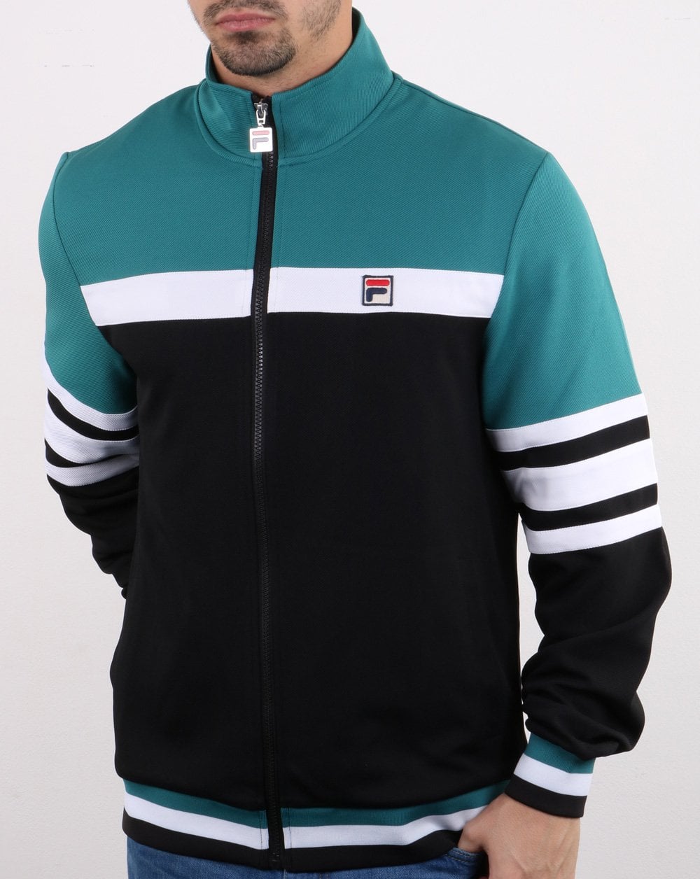 Fila Vintage Courto Track Top Black/Harbour Blue/White