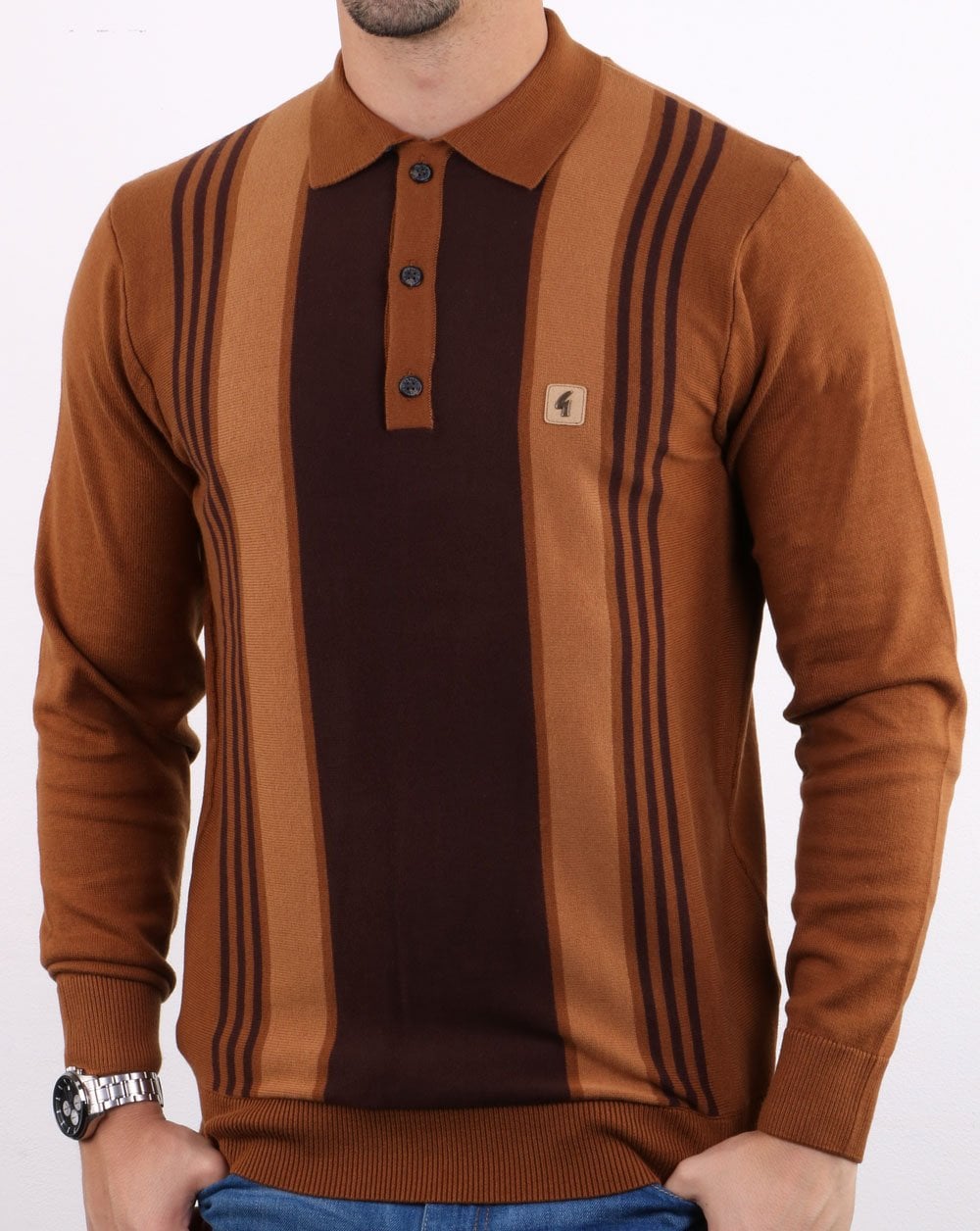 Gabicci Vintage Searle Polo Shirt Honey Brown