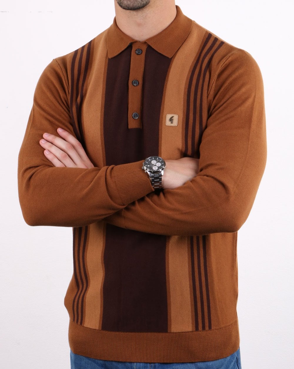 Gabicci Vintage Searle Polo Shirt Honey Brown