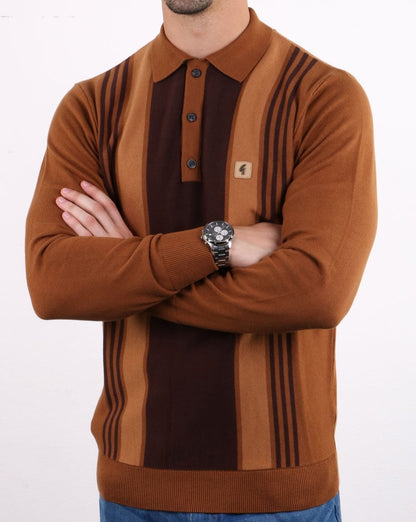 Gabicci Vintage Searle Polo Shirt Honey Brown