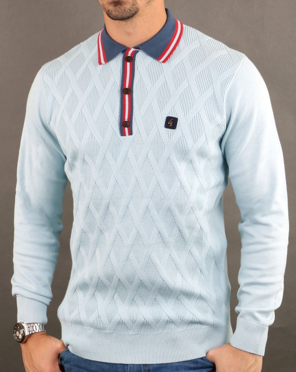 Gabicci Vintage Bretton Polo Shirt Sky Blue