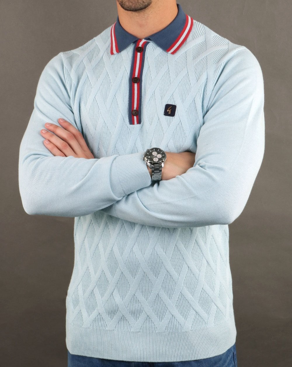 Gabicci Vintage Bretton Polo Shirt Sky Blue