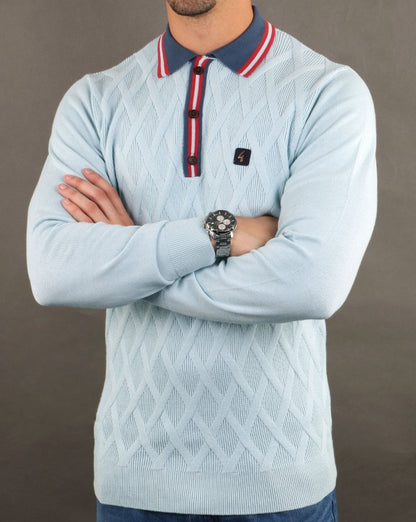 Gabicci Vintage Bretton Polo Shirt Sky Blue