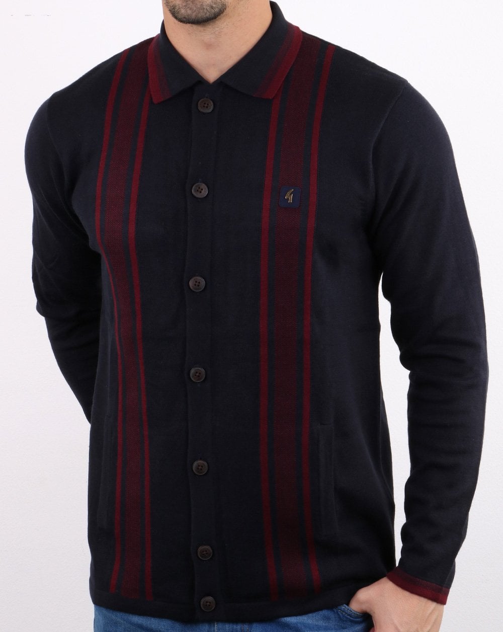 Gabicci Vintage Polo Full Button Navy