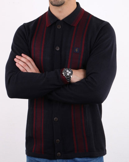 Gabicci Vintage Polo Full Button Navy