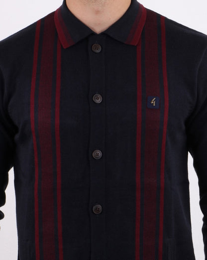 Gabicci Vintage Polo Full Button Navy