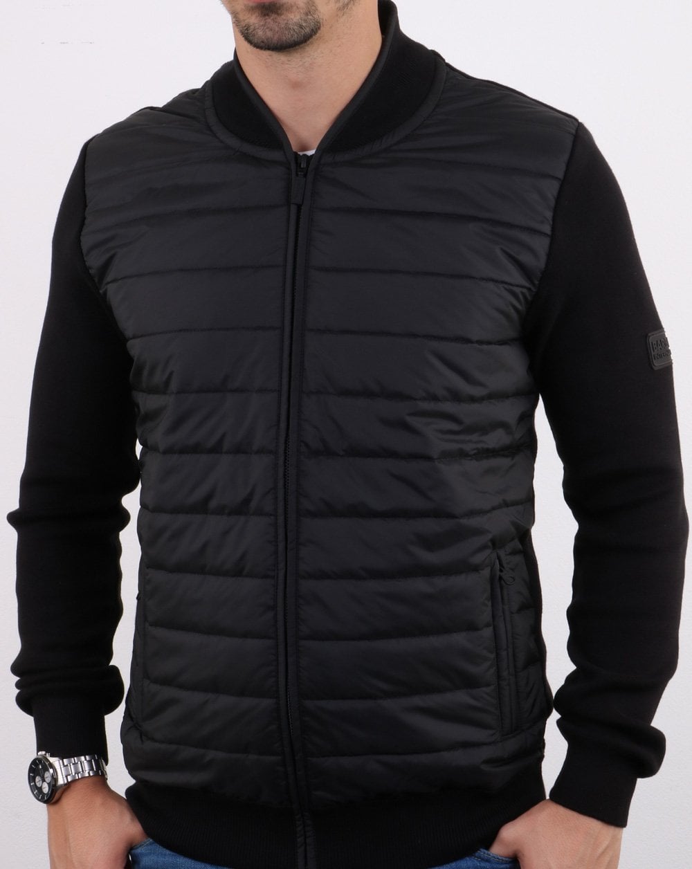 Barbour International Baffle Zip Up Jacket Black