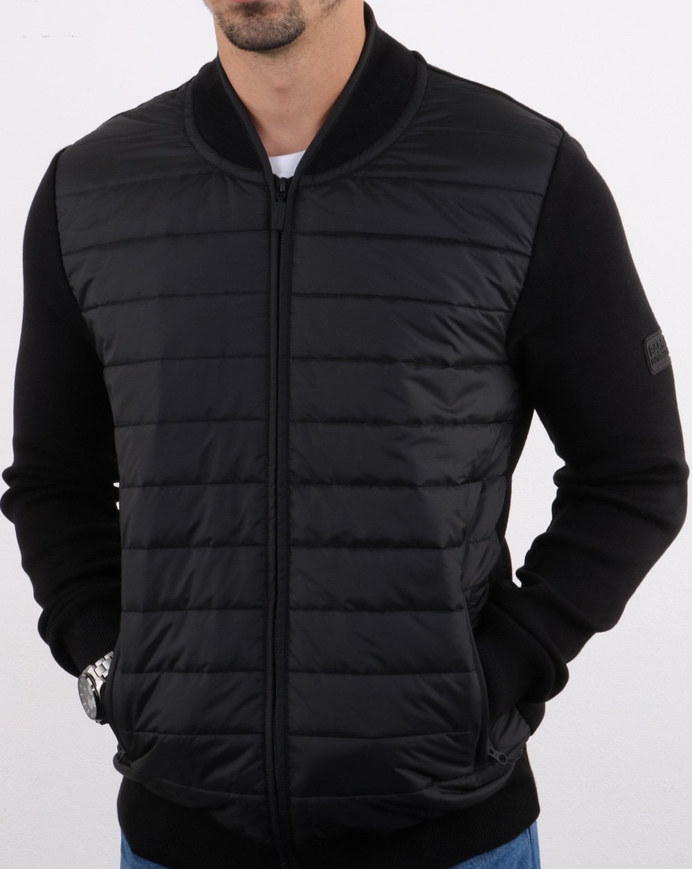 Barbour International Baffle Zip Up Jacket Black
