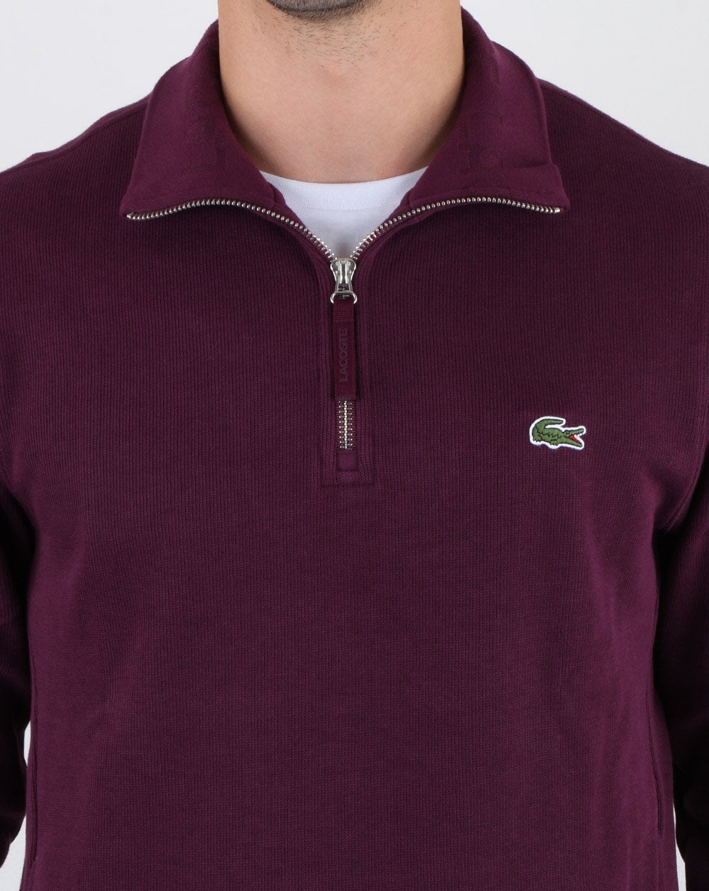 Lacoste Quarter Zip Top Deep Purple