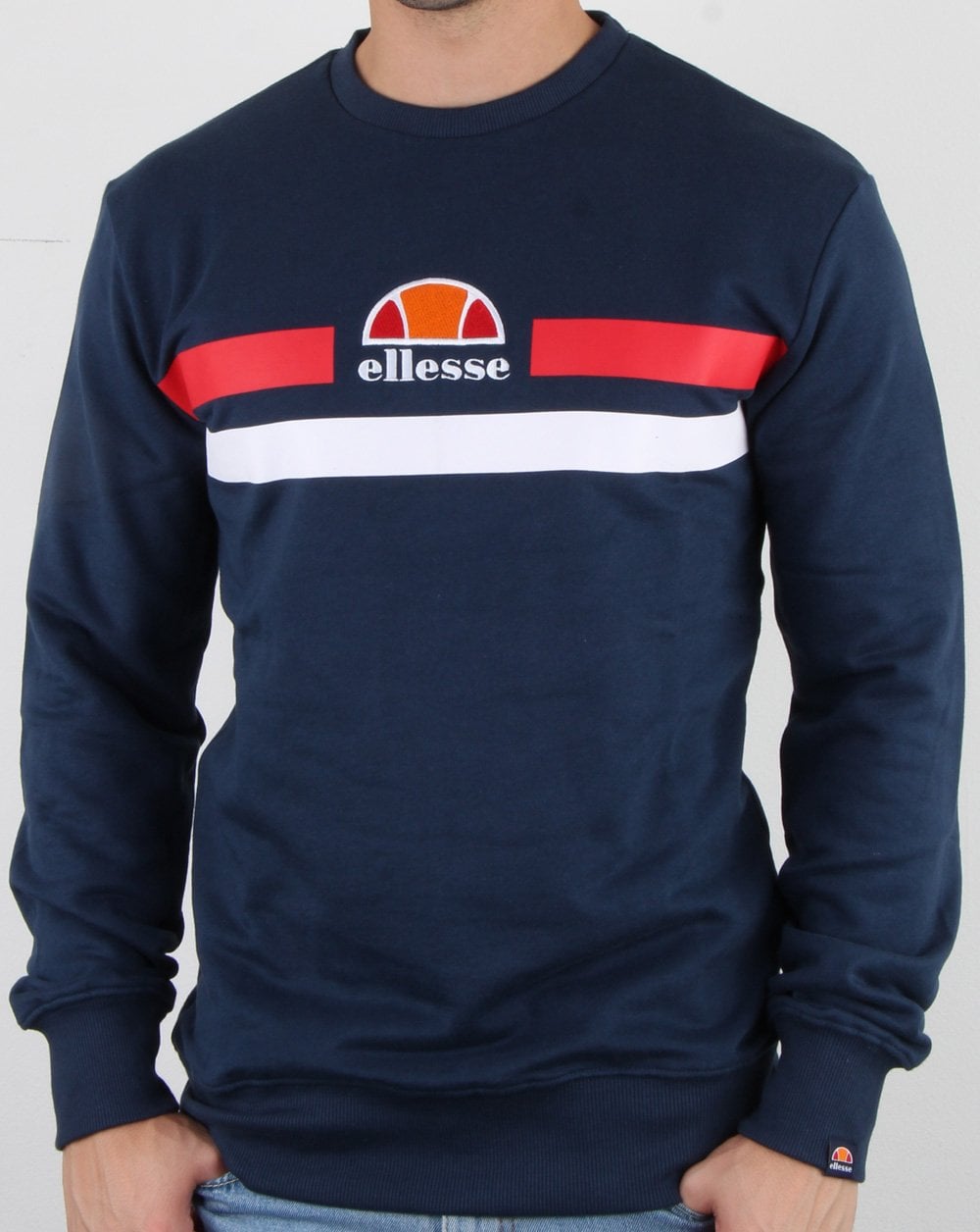 Ellesse Duo Stripe Sweatshirt Navy