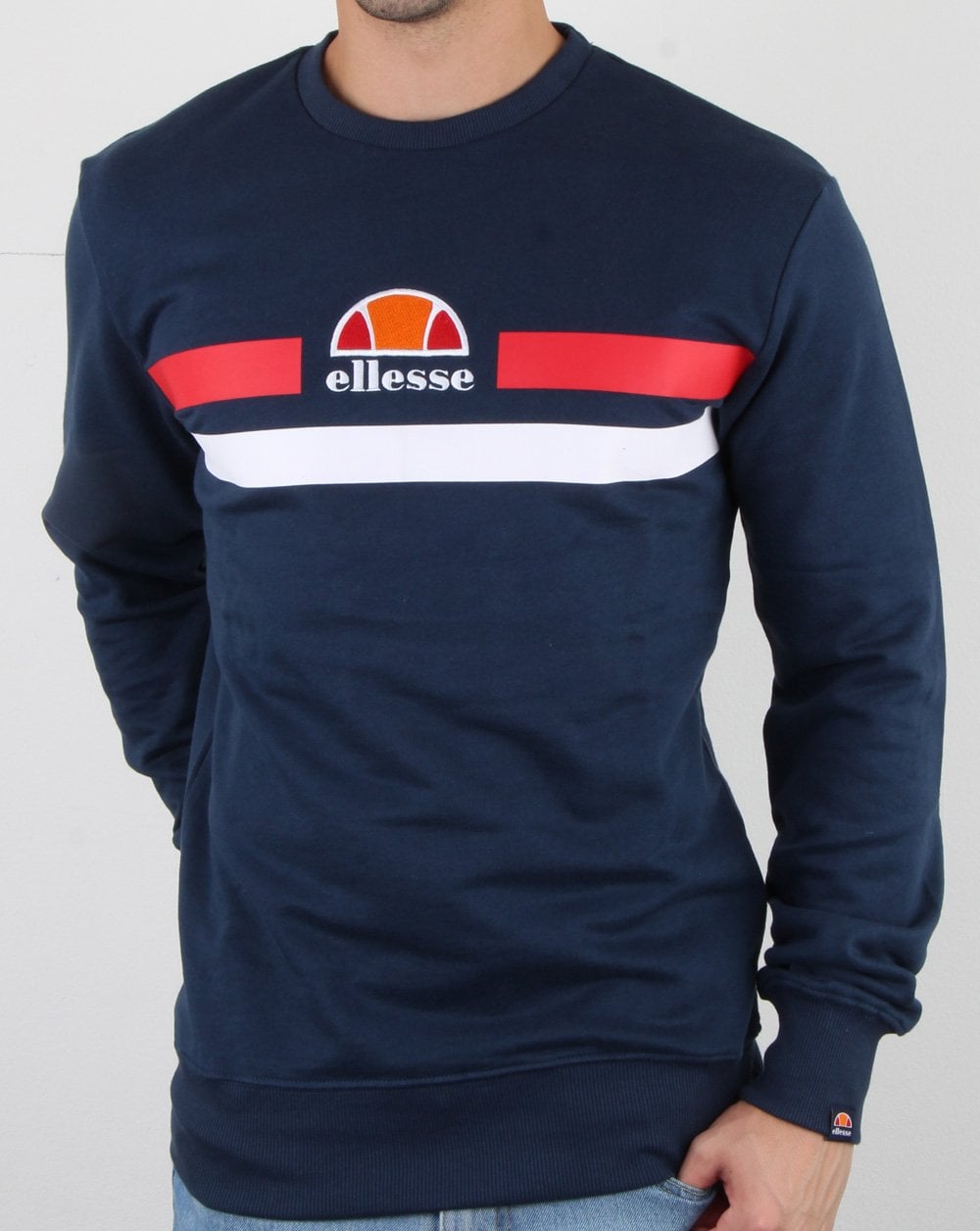 Ellesse Duo Stripe Sweatshirt Navy