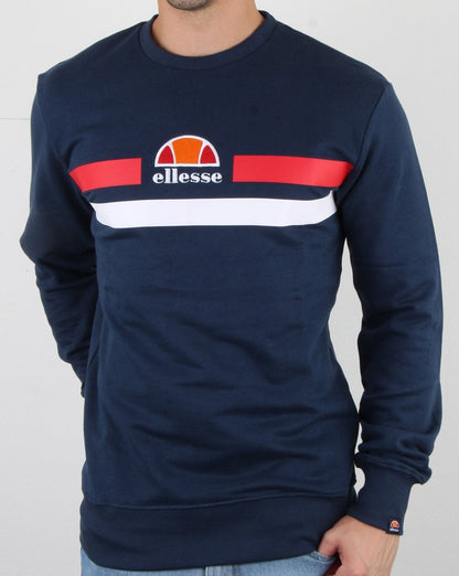 Ellesse Duo Stripe Sweatshirt Navy