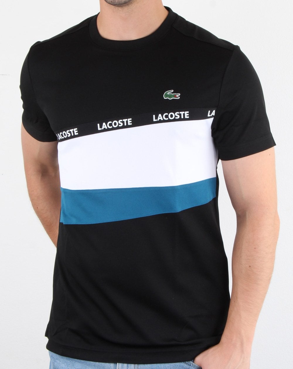 Lacoste Stripe Block T-shirt Black/White