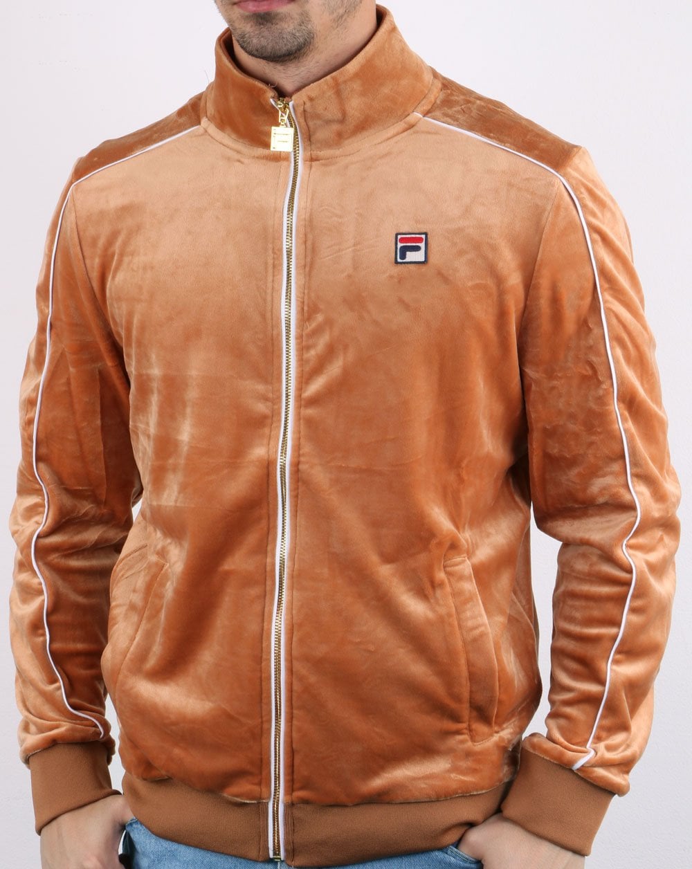Fila Vintage Finest Velour Track Top Rust Orange