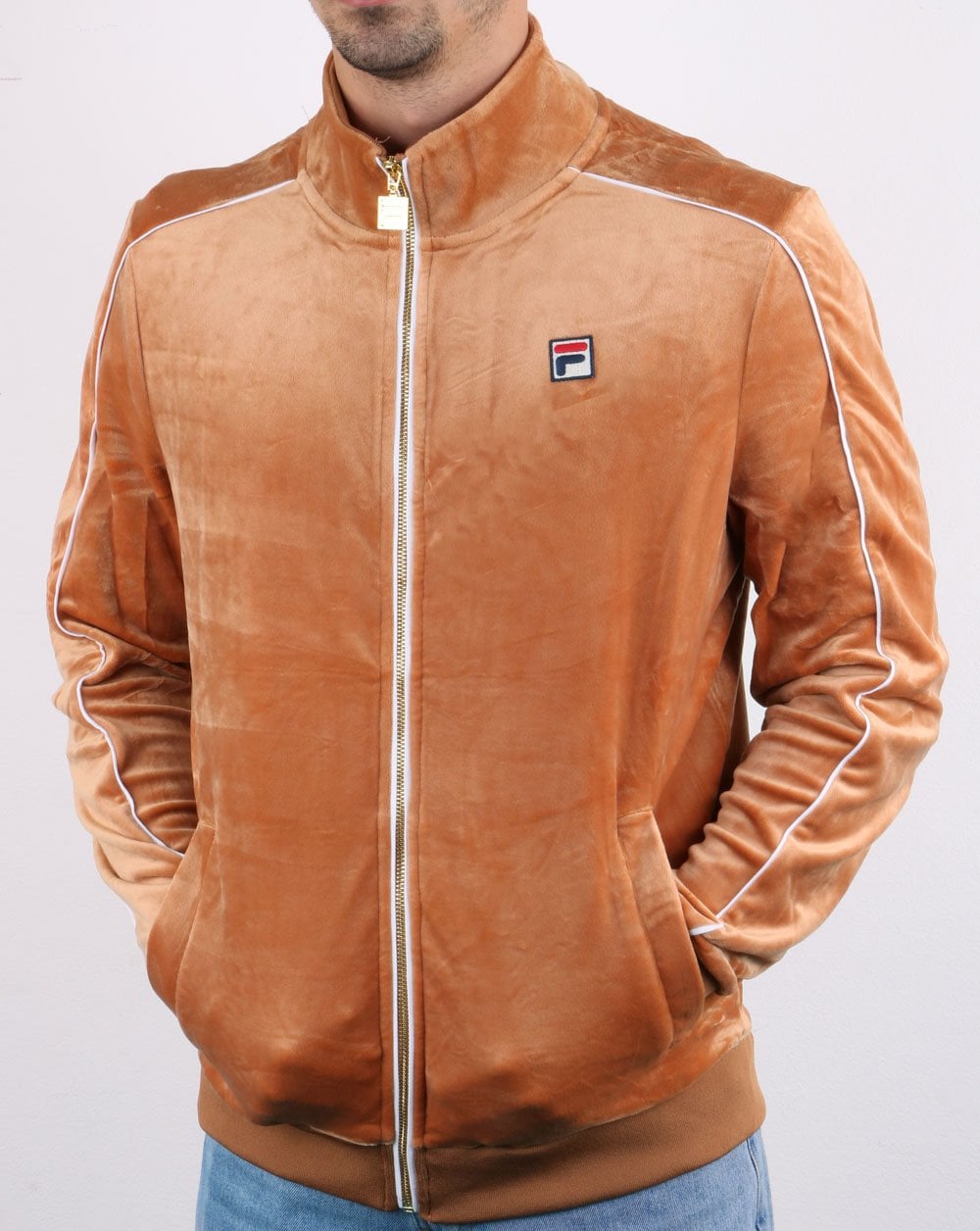 Fila Vintage Finest Velour Track Top Rust Orange