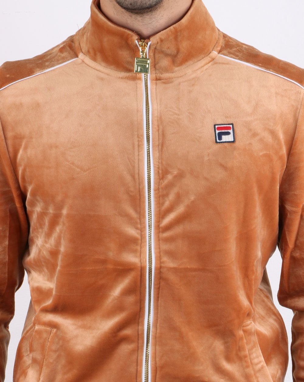 Fila Vintage Finest Velour Track Top Rust Orange