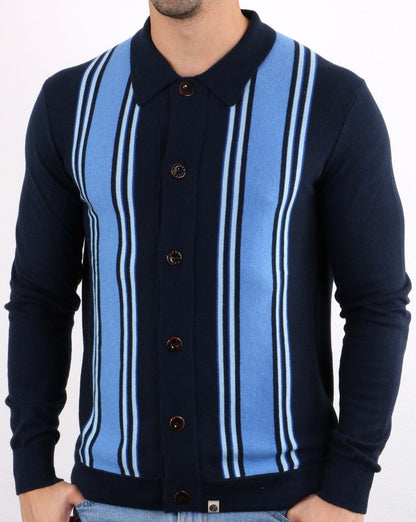 Pretty Green Bingham Knitted Shirt Navy