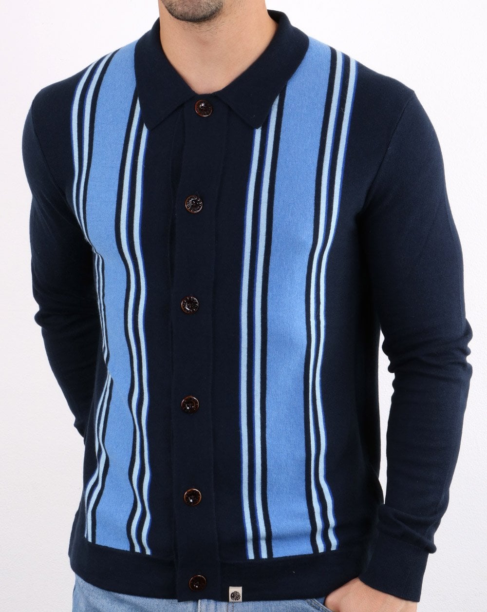 Pretty Green Bingham Knitted Shirt Navy