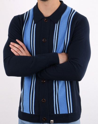 Pretty Green Bingham Knitted Shirt Navy