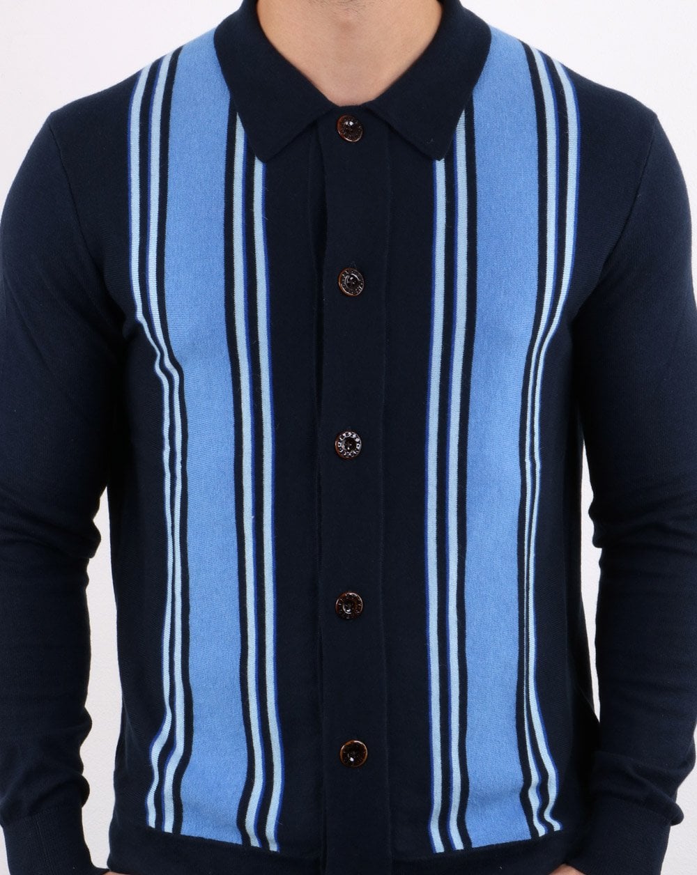 Pretty Green Bingham Knitted Shirt Navy