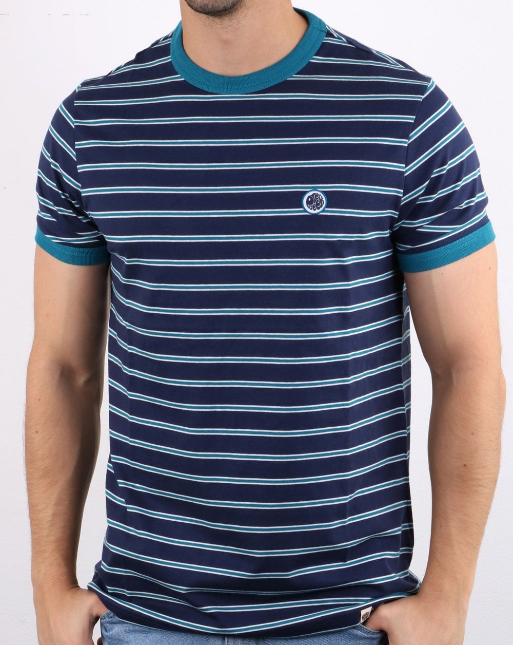 Pretty Green Martell Striped T-shirt Navy