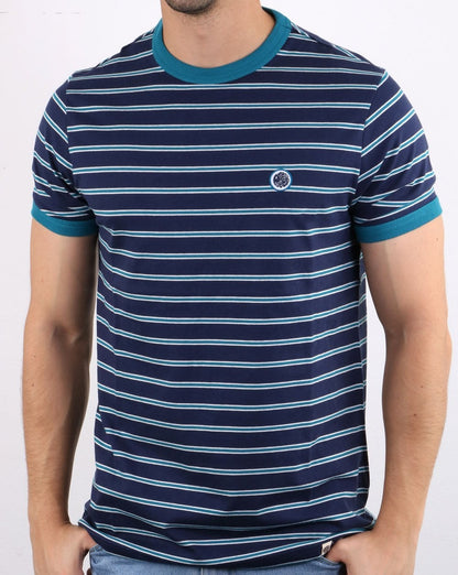 Pretty Green Martell Striped T-shirt Navy