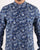 Pretty Green Mens Paisley Print Kaftan Shirt Navy
