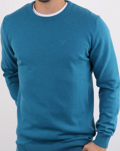 Barbour Lambswool Crew Neck knit Blue